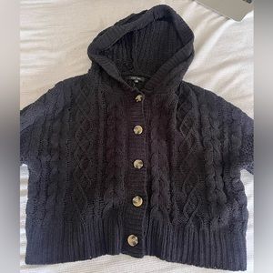 Black Knit Hooded Cardigan